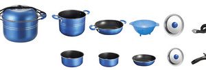 Batterie de cuisson Alu 9 Diam. 24cm Coul. Bleu noir