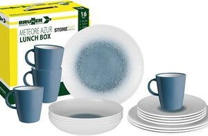 Service vaiss. mélam. BRUNNER Meteore Azur 16 pièces coul. blanc / bleu