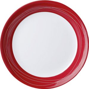 Assiette plate mélam. Brunner Cosmic, diam. 25 cm coul. blanc / rouge