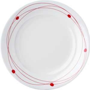 Assiette dess. mélam. Brunner Cosmic, diam. 20 cm coul. blanc / rouge