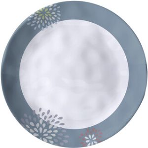 Assiette plate mélam. Brunner Belfiore, diam. 25 cm coul. blanc / bleu / gris