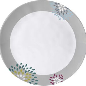 Assiette dess. mélam. Brunner Belfiore, diam. 20 cm coul. blanc / bleu / gris