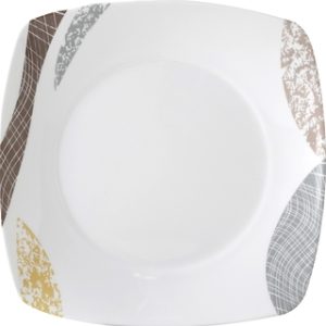 Assiette dess. mélam. Brunner Khadi 20 x 20 cm en blanc / marron