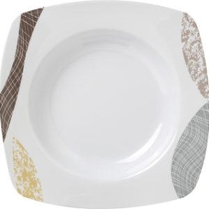 Assiette creuse mélam. Brunner Khadi 22 x 22 cm en blanc / marron