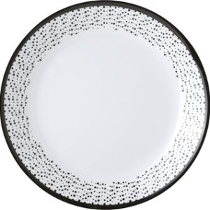Assiette dess. mélam. Brunner Pralin, diam. 20 cm blanc/noir