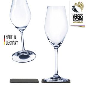 Verres cristal magn. silwy CHAMPAGNE lot de 2 200 ml 2 verres en cristal + 2 pads coul. transparent
